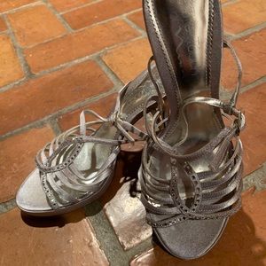 Strappy silver heels